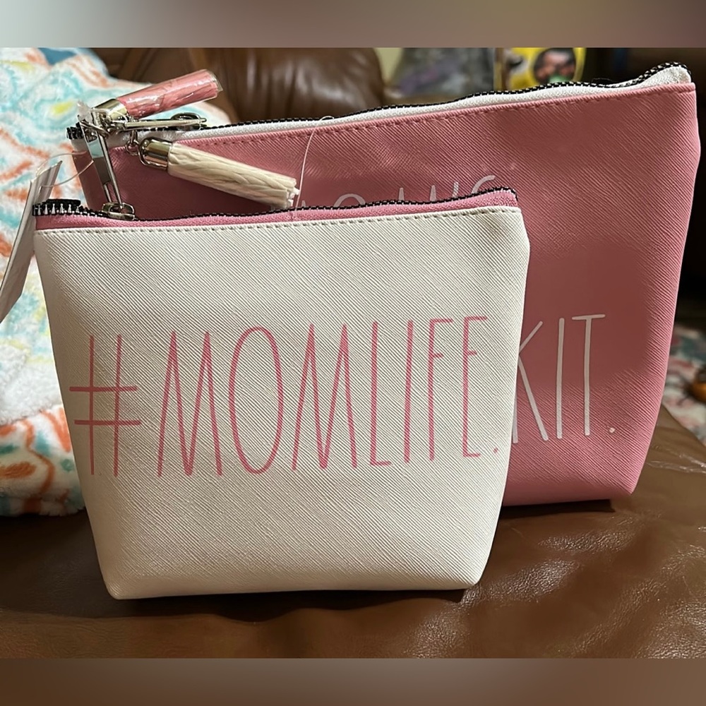 Rae Dunn 2 Cosmetic Bags #MOMLIFE & MOM’S SURVIVAL KIT NWT